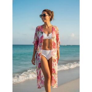 Betsey Johnson Swimsuit Cover Up Floral Multicolor Pink One Size
